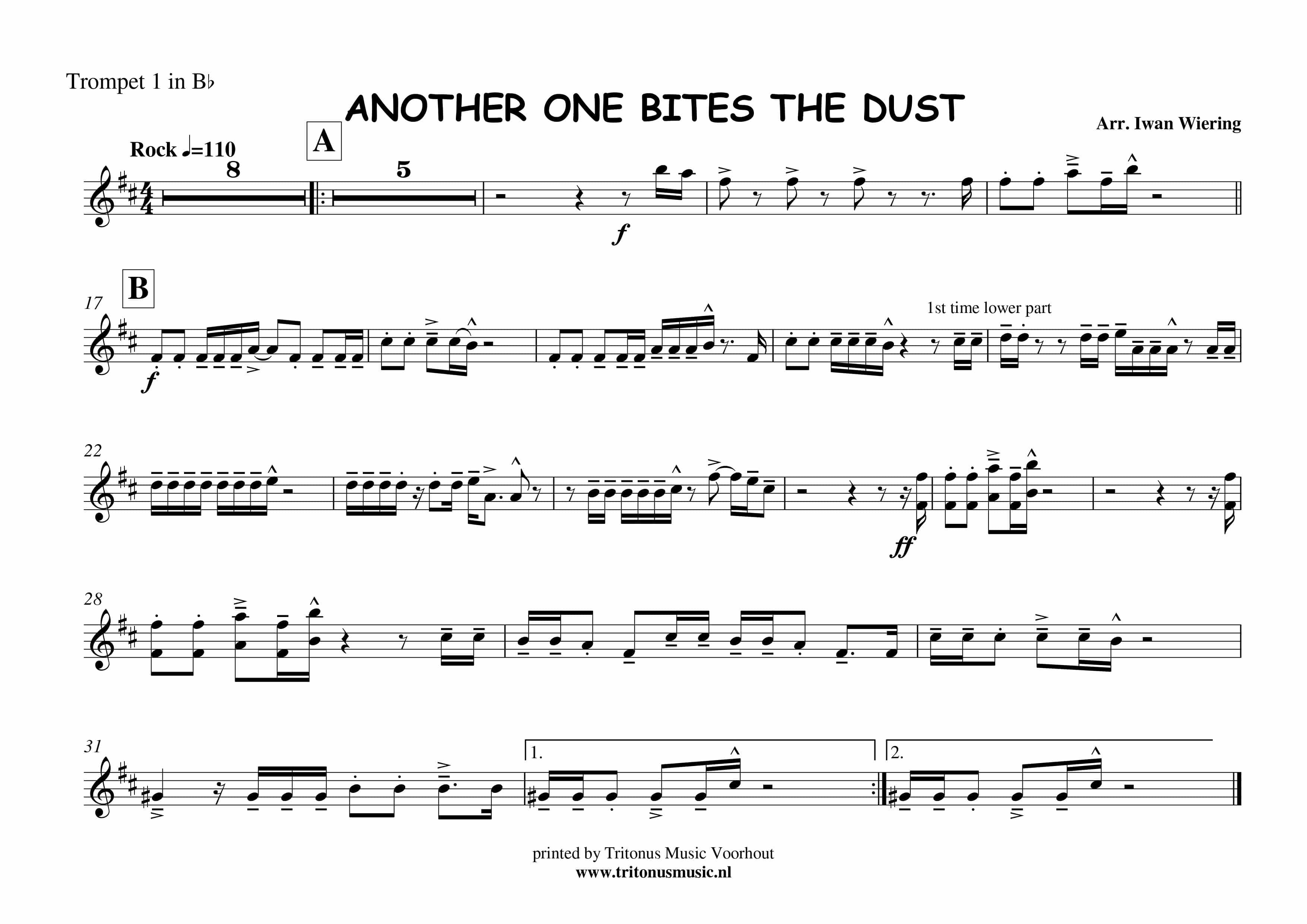 how to play another one bites the dust on trumpet